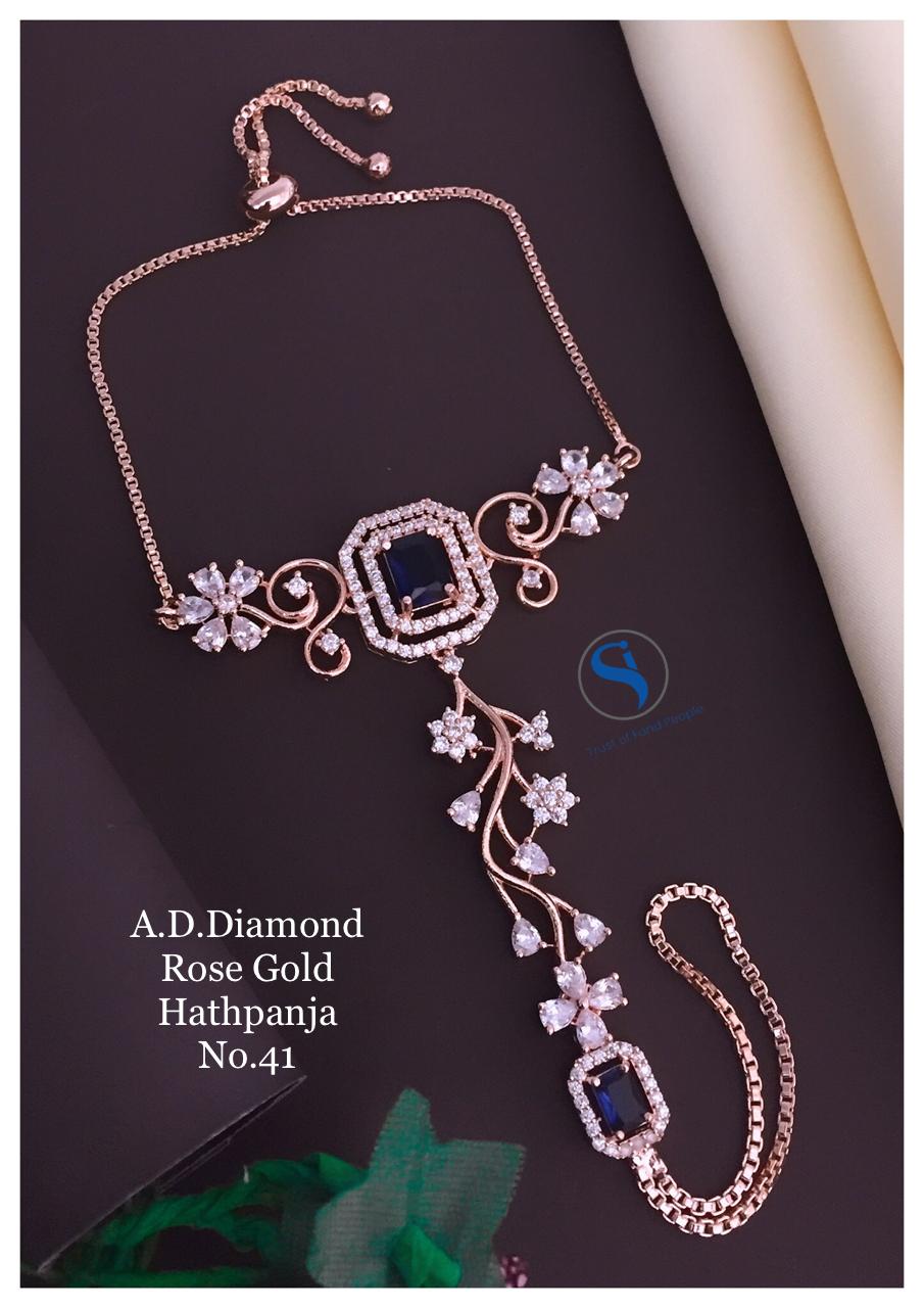 Designer Rose Gold AD Diamond Hath Panja Catalog
